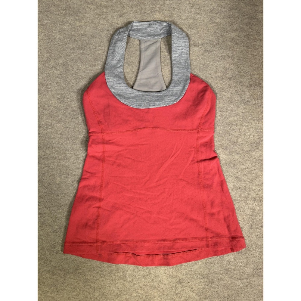 Lululemon Tank Top Womens 4 Pink Built In Bra Scoop Neck Yoga Athletic Gym‎